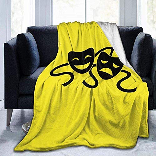WALL-8-CC Manta de forro polar, diseño de teatro dramático, de franela súper suave, ligera, cálida, para sofá cama, manta para niños y adultos de 152 x 122 cm WALL-8-CC Manta de forro polar, diseño de teatro dramático, de franela súper suave, ligera, cálida, para sofá cama, manta para niños y adultos de 152 x 122 cm