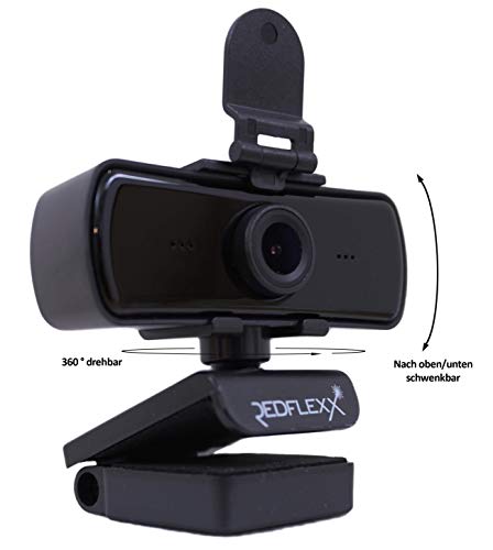 Webcam REDFLEXX REDCAM RC-400, calidad de vídeo WQHD con 1440p, campo de visión de 120°, cubierta de lente, USB 2.0, negro, sistemas operativos: Microsoft Windows, Mac OS, Linux, Android