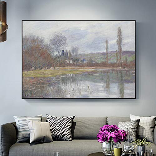wZUN Pintura al óleo de Monet en la Pintura de la Pared en la Primavera Impresionismo Paisaje Arte de la Pared Impresión en Lienzo Imagen 50x70cm