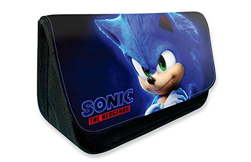 XINFA Cartera Sonic Cartoon Sonic envolvió la Cremallera Alrededor de la Lona, cubrió la Bolsa de Papel, Cajas de ultrasonidos, pupitres, maletines, Carteras.