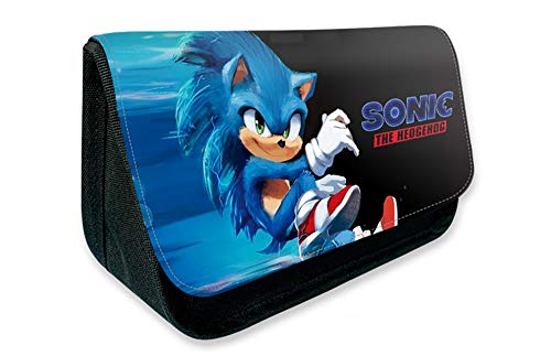 XINFA Cartera Sonic Cartoon Sonic envolvió la Cremallera Alrededor de la Lona, cubrió la Bolsa de Papel, Cajas de ultrasonidos, pupitres, maletines, Carteras.