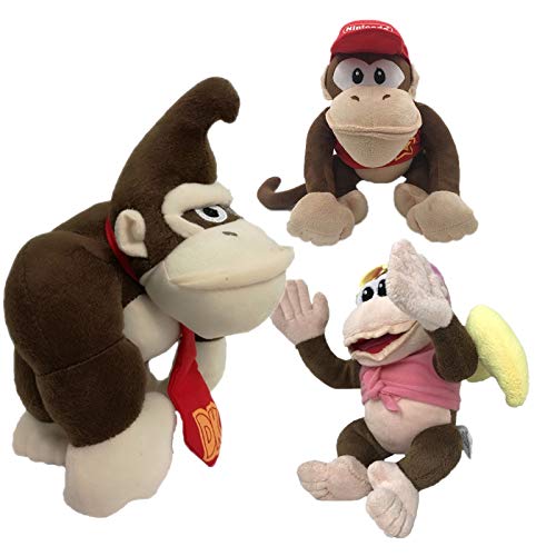 XINQIANG Super Mario de Peluche de Juguete 3 Unids/Lote Anime Super Mario Bros Donkey Kong Diddy Kong Sister Dixie Peluche Doll Plush Soft Stuffed Baby Toy