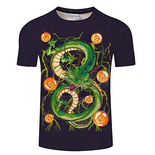 XJXTX Camisetas 3D Cuello Redondo Camisa Manga Unisex Corta Dragon Ball Shenron L