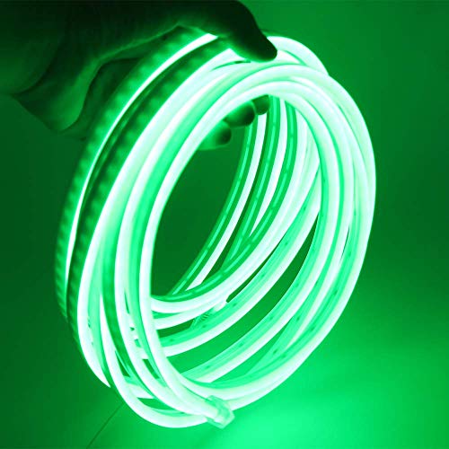 XUNATA 12V Flexible LED Neon Verde, 5m Impermeable 2835 Tira de LED Strip Light, Luz de la Cuerda para Exterior Fiestas Decoración Party Sign Publicidad Firmar