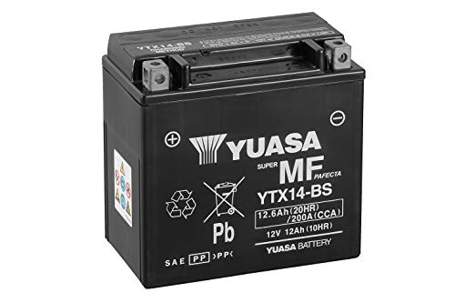 Yuasa YTX14-BS - Batería con paquete de ácido, 12 V, 14.5 x 15 x 8.7 cm