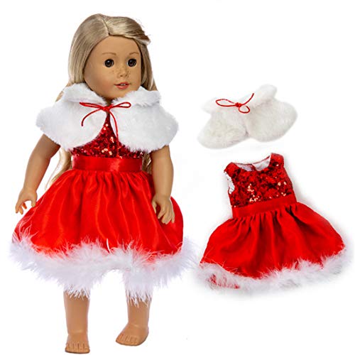 YUESEN Ropa para Muñeca Vestido 2PCS Ropa de Muñecas para New Born Baby Doll Ropa De Navidad Vestidos para Muñeca Hechos para Muñecas de 18 Pulgadas