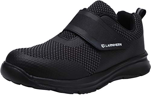 Zapatillas de Seguridad Hombre,LM180121 SBP Zapatos de Trabajo Mujer con Punta de Acero Ultra Liviano Reflectivo Transpirable 39 EU,Triple Negro