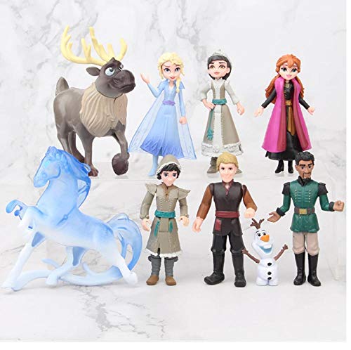 zdfgv 9 unids/Set Disney Frozen Anime PVC Figuras de acción Princesa Elsa Anna Kristoff Sven Olaf Juguetes de cumpleaños para niños Regalos 5-11cm