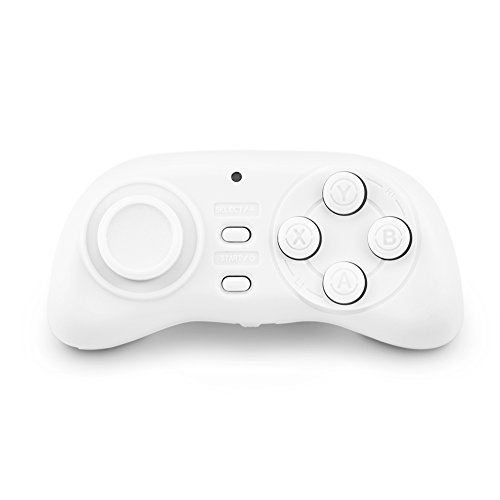 Zerone PL-608 - Mini mando para videojuegos con Bluetooth, portátil, inalámbrico, con mando a distancia, controlador multimedia para Android, iOS y PC (blanco)