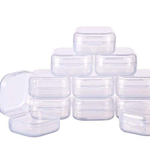 Zuzer 50 Piezas Caja Contenedor de Plástico Transparente de Rectángulo Pequeño Caja de Almacenamiento Storage Box con Tapa para Pastillas Joyería y Otros Articulos Pequeños 3.5x3.5x1.7cm