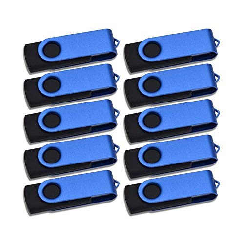 10 Piezas Memorias USB 128MB Poca Capacidad Pendrive, Kepmem Azul Giratorio USB 2.0 Flash Drive Práctica y Portátil Pen Drive Elegante Memoria Sticks Almacenamiento para Transportar Pequeñas Informes