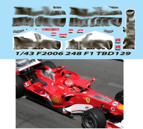 1/43 Ferrari F 248 F1 F2006 2006 Michael Schumacher Decals TB Decal TBD129