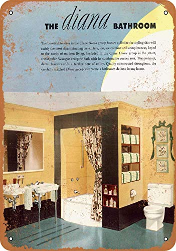 1930 Grulla Diana accesorios de baño de aspecto vintage cartel de metal para decoración de pared, 20 x 30 cm