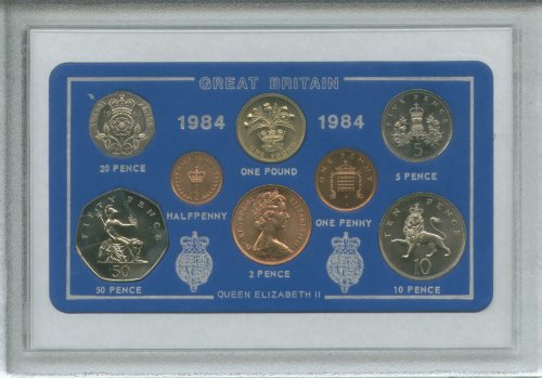 1984 Vintage GB Great Britain British Coin Birth Year Retro Gift Set (34th Birthday Present or Wedding Anniversary)