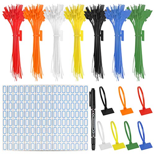 250 Piezas Etiquetas para el Lazo de Cables Ataduras de Cables Colores Variados Etiquetas De Cable Autoblocantes con Rotulador para el Taller de Garaje de la Oficina en Casa