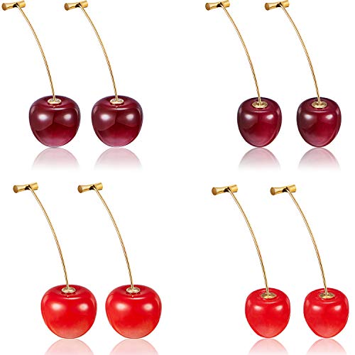 4 Pares de Aretes de Cereza Aretes Dulces de Cereza Aretes Colgantes de Cereza en 3D con Líneas de Oreja de 10 Piezas para Mujeres y Niñas 4 Pares de Aretes de Cereza Aretes Dulces de Cereza Aretes Colgantes de Cereza en 3D con Líneas de Oreja de 10 Piezas para Mujeres y Niñas