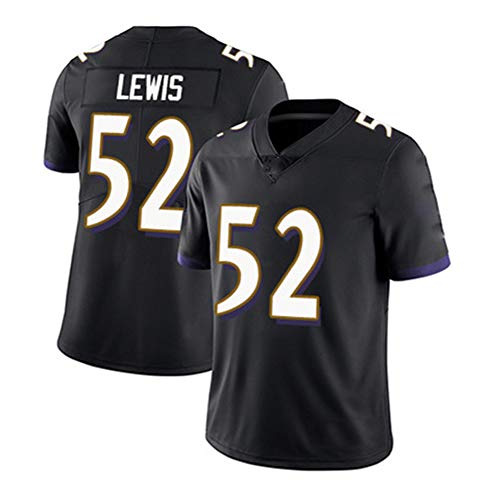 # 52 Lewis Raven Jersey de Rugby para Hombres, Camisa de Secado rápido, Camisetas de Entrenamiento de Malla de Manga Corta, Sudadera Fitness de Fibra de poliéster (S-XXXL)-Black-S