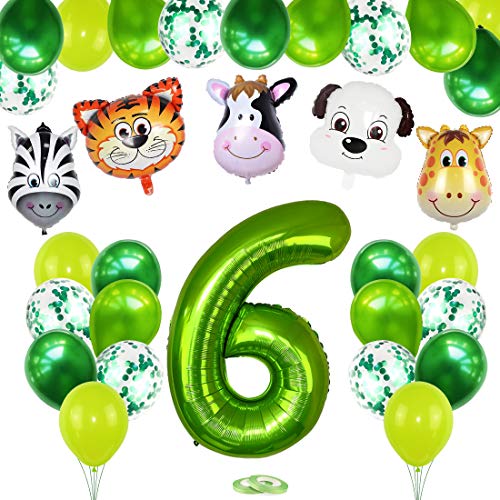 6 Años Selva Fiesta de Cumpleaños Decoracion, 6 Años Cumpleaños Decoración Set con Foil Globo Número 6 Verde y Bosque Animal Globos para Niño Niña 6er Cumpleaños Baby Shower 6 Años Selva Fiesta de Cumpleaños Decoracion, 6 Años Cumpleaños Decoración Set con Foil Globo Número 6 Verde y Bosque Animal Globos para Niño Niña 6er Cumpleaños Baby Shower
