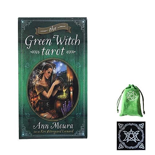 78 Piezas The Green Witch Tarot Oracle Card Board Board Juegos de Cartas para Juegos de Fiesta,Deck Game,with Bag+Tablecloth