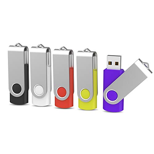 8GB Memoria USB 2.0 5 Unidades KOOTION Pendrive 5 Piezas Flash Drive Pen Drives 8 Giga Memory USB Stick Pack 5 Lote Pen USB, Negro, Blanco, Rojo, Amarillo, Púrpura