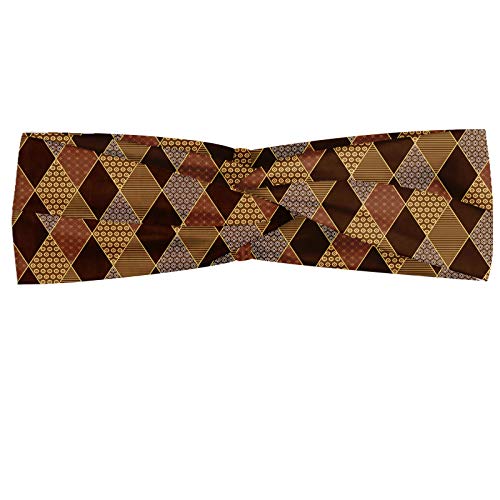 ABAKUHAUS Diadame marrón, Banda Elástica y Suave para Mujer para Deportes y Uso Diario Rombos en remiendo viejo estilo clásico floral de moda, Brown pálido Canela ABAKUHAUS Diadame marrón, Banda Elástica y Suave para Mujer para Deportes y Uso Diario Rombos en remiendo viejo estilo clásico floral de moda, Brown pálido Canela