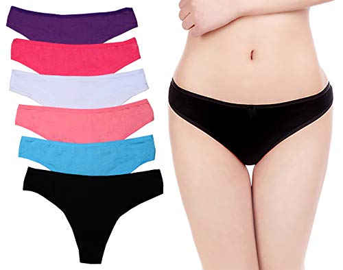 ABClothing Womens Cotton 6 Pack Tangas G-String Briefs Vary S