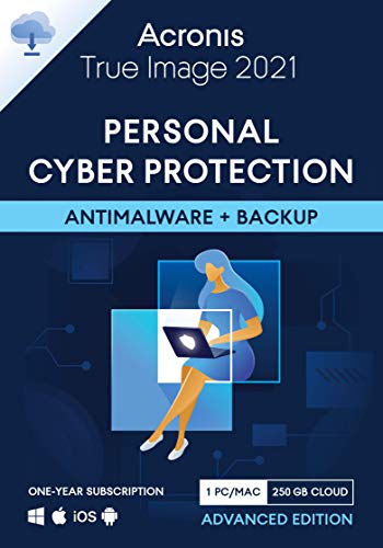 Acronis True Image 2021 – Ciberprotección personal | Copia de seguridad y antivirus integrados 250 GB |1 PC/Mac|Android/iOS | Advanced Edition -1 User 12 Meses| Código de activación enviado por email Acronis True Image 2021 – Ciberprotección personal | Copia de seguridad y antivirus integrados 250 GB |1 PC/Mac|Android/iOS | Advanced Edition -1 User 12 Meses| Código de activación enviado por email