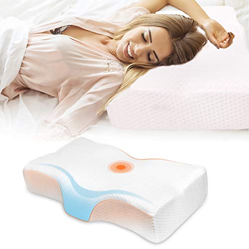 Almohada Viscoelastica Almohada Cervical Ortopedica Dormir Ergonómica Altura Ajustable para Dolor de Cuello con Cubierta de Tela Tejida Lavable con Espuma de Memoria Suave Transpirable