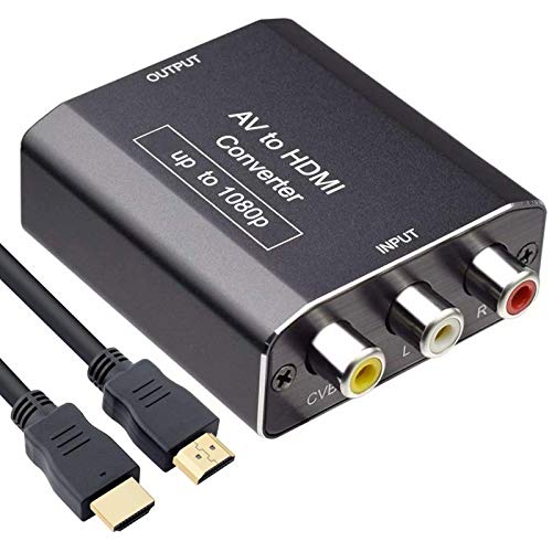 AMANKA Mini RCA a HDMI, AV a HDMI Convertidor de Video Soporte 1080P con HDMI Cable para PC/Laptop/Xbox / PS4 / PS3 / TV/STB/VHS/VCR Cámara DVD -Aluminio