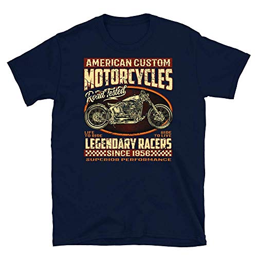 American Custom Motorcycles, Basic Camiseta de Manga Corta Unisex, T-Shirt, S - 3XL Navy 2XL