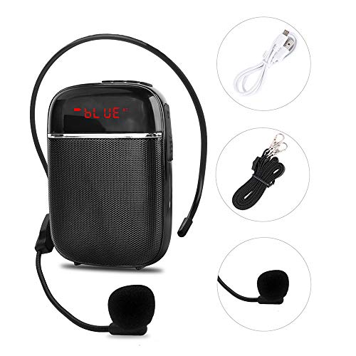 Amplificador de voz Bluetooth portátil, mini altavoz recargable con cable con micrófono, para maestros, guías turísticos, entrenadores y más.