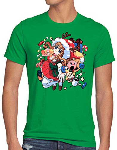 A.N.T. X-mas Gamer Girl Suéter de Navidad Camiseta para Hombre T-Shirt Sweater x-mas SNES, Talla:L, Color:Verde