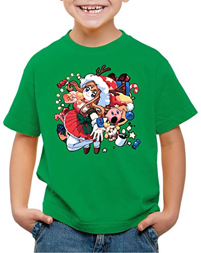 A.N.T. X-mas Gamer Girl Suéter de Navidad Camiseta para Niños T-Shirt Sweater x-mas SNES, Color:Verde, Talla:164