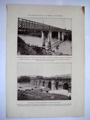Antigua Lámina - Old Sheet : ALCOLEA (Córdoba): Puente línea Férrea; Puente de Alcolea.