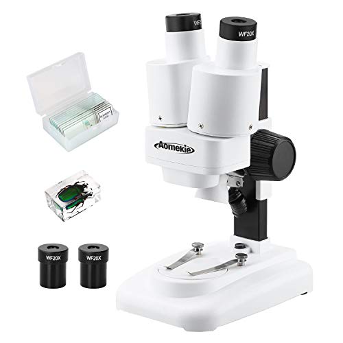 Aomekie Microscopio Estereo 20X Microscopio de binoculares de aumento para estudiantes y niños