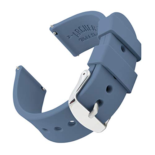 Archer Watch Straps - Correas Reloj Silicona de Liberación Rápida para Hombre y Mujer (Azul Acero, 24mm)