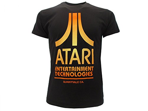 Atari - Camiseta original Distressed Logo Vintage Camiseta Consola Videogame, producto original etiqueta y etiqueta Negro S