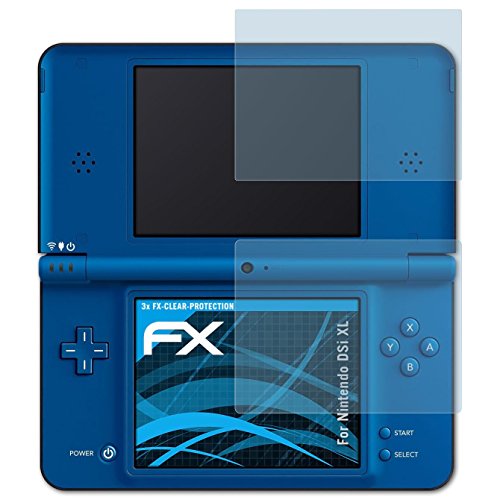 atFoliX Lámina Protectora de Pantalla compatible con Nintendo DSi XL Película Protectora, ultra transparente FX Lámina Protectora (Set de 3)