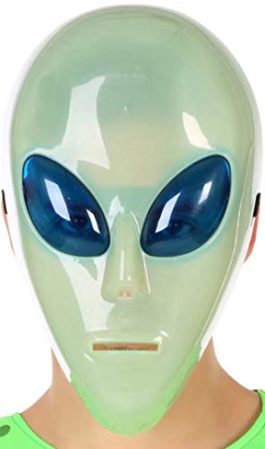 Atosa-58322 Máscara Alien Extraterrestre-Brilla En La Oscur, Color Blanco (58322)