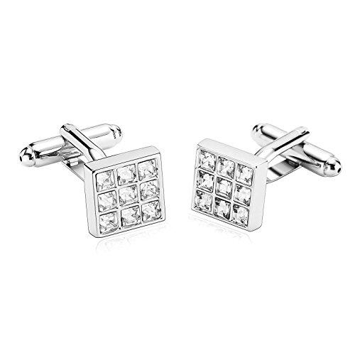 AueDsa Gemelos de Camisa Hombre Acero Inoxidable Plata Blanco Gemelos Camisa Cuadrado Circonita Blanca AueDsa Gemelos de Camisa Hombre Acero Inoxidable Plata Blanco Gemelos Camisa Cuadrado Circonita Blanca