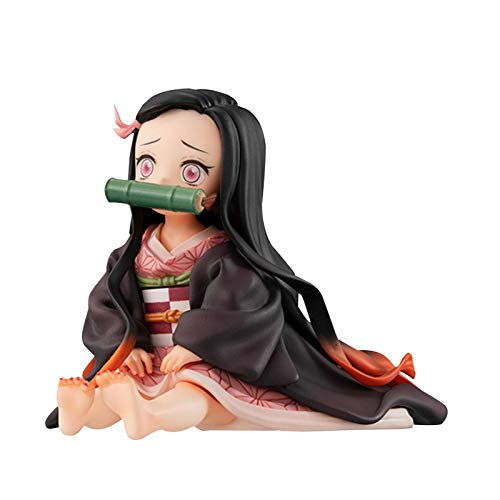 Awayhall Figura de acción de Anime, 6.5cm Nezuko Decoración Modelo de muñeca, Muñeca del salpicadero del Coche, Estatua de PVC Juguetes de rol coleccionables, Bonita decoración para el hogar