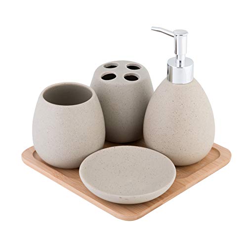 axentia Juego para bañ Avignon 126822. Equipamiento para baño, Accesorios de cerámica bambú, marrón, 23 x 30 x 11 cm axentia Juego para bañ Avignon 126822. Equipamiento para baño, Accesorios de cerámica bambú, marrón, 23 x 30 x 11 cm