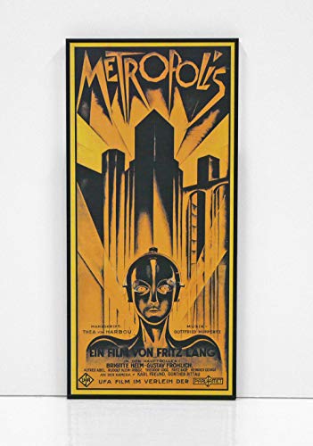 BaikalGallery Cartel Enmarcado Metropolis (1927) TAMAÑO 30x65CM- (F1171) Montado en Tablero Adhesivo rígido y Ligero Foam - Moldura de Aluminio Negro Mate - Acabado Mate (Sin Cristal)
