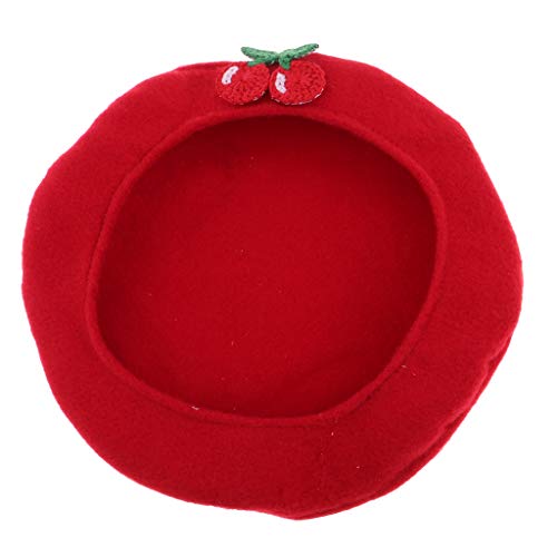 Baoblaze Porcelana Sombrero de Boina de Lana Vintage Accesorios de Ropa para 1/6 Blythe Doll - Rojo