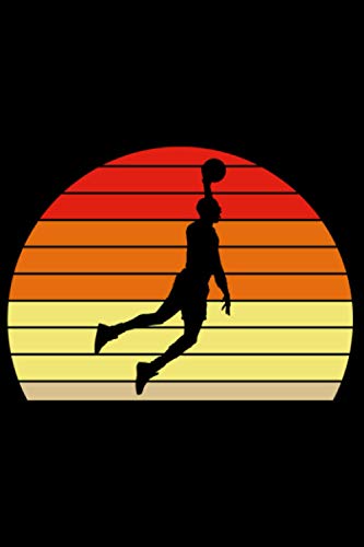 Basketball Sonnenuntergang Sunset Vintage Retro: DIN A5 Kariert 120 Seiten / 60 Blätter Notizbuch Notizheft Notiz-Block Motive für Basketballspieler Basketballer Sport