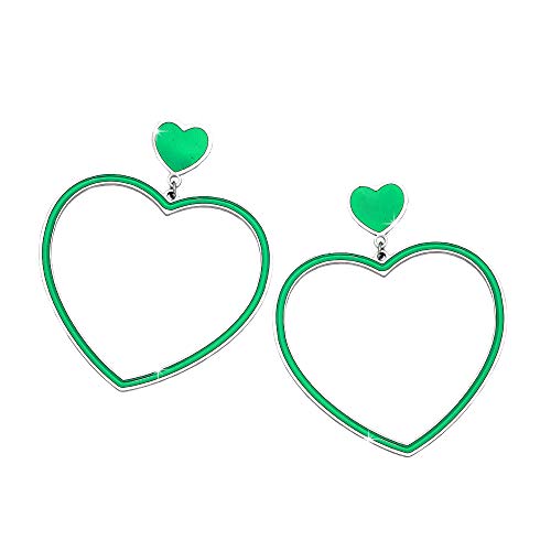 Beloved ❤ ️ Pendientes Gipsy de acero inoxidable esmaltado – apto para orejas perforadas – esmalte de color, varias formas y colores disponibles – Heart verde