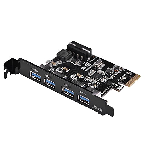 Bewinner Tarjeta de expansión PCI-E a USB 3.0, Adaptador de Tarjeta de expansión PCI Express de 4 Puertos Compatible con PCI Express x1, x4, x8, Ranura x16, Tarjetas de Puerto Interno para Sistemas Bewinner Tarjeta de expansión PCI-E a USB 3.0, Adaptador de Tarjeta de expansión PCI Express de 4 Puertos Compatible con PCI Express x1, x4, x8, Ranura x16, Tarjetas de Puerto Interno para Sistemas