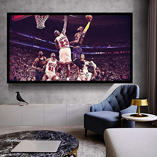 BGFDV James Classic Showdown Poster Print Canvas Painting Decoración del hogar Pintura El Famoso Jugador de Baloncesto Estadounidense Conocido como el Trapecio