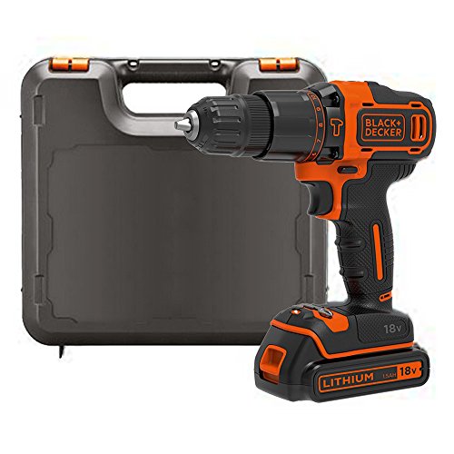 BLACK+DECKER BDCHD18K-QW - Taladro percutor 18V, 2 velocidades, incluye batería de litio 1.5Ah y maletín