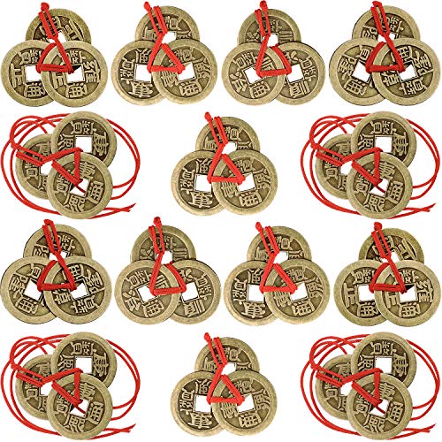 Boao Monedas de Fortuna China Monedas de Feng Shui I-Ching Moneda Tradicional con Cuerda Roja para Riqueza y Éxito, 5 Estilos (20)